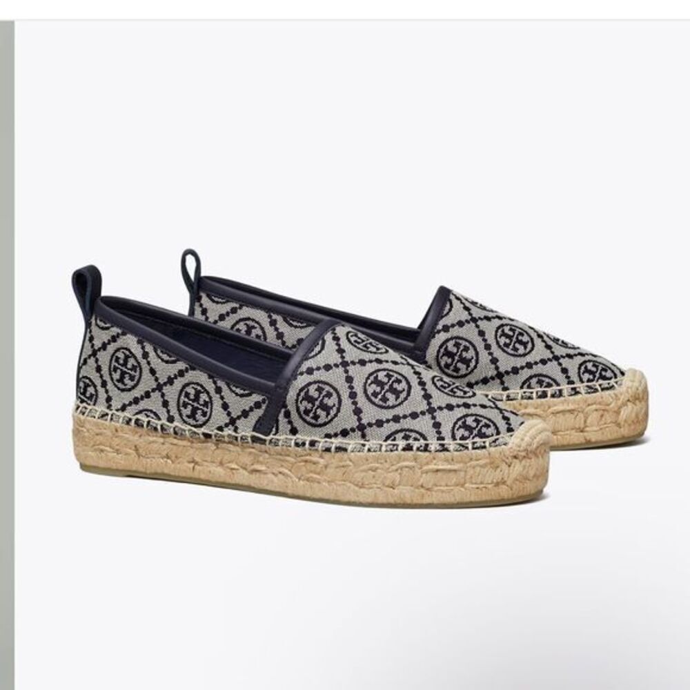 Tory Burch MONOGRAM PLATFORM ESPADRILLE size 5.5